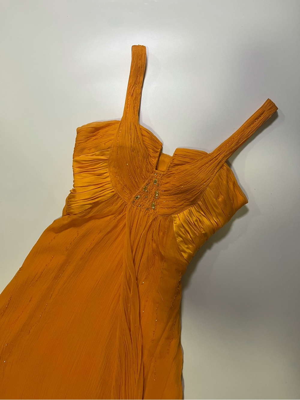 vintage orange beaded silk dress